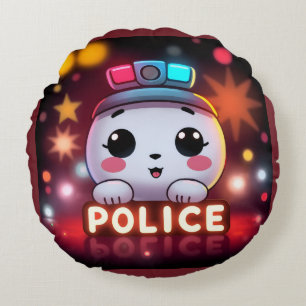 Cojín Redondo Escuadrón de Policía Adorable – Diseño de Patrulla