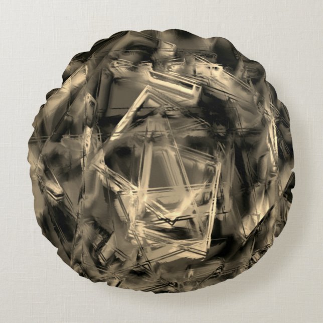 Cojín Redondo Escuadrones beige torcido manchados con "pincelada (Anverso)