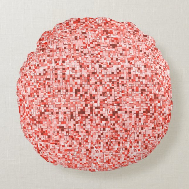 Cojín Redondo Escuadrones pequeños, tonos rojos o corales (Anverso)