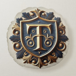 Cojín Redondo Escudo heráldico ornamentado elegante