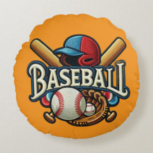 Cojín Redondo Esencias clásicas de béisbol / Elegante leyenda re