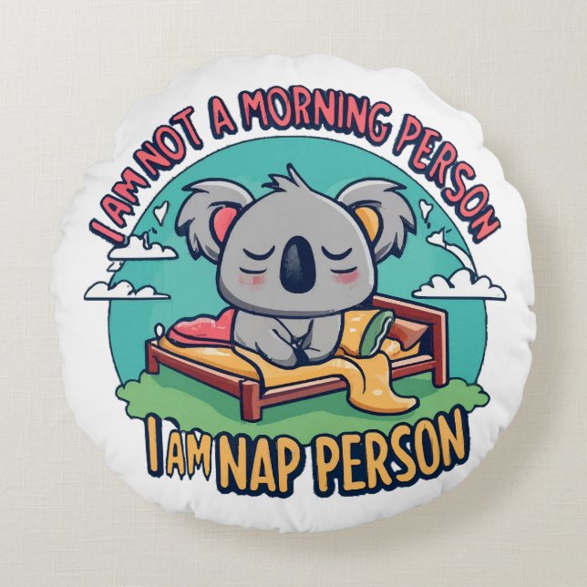 Cojín Redondo eslogan divertido (Anverso)