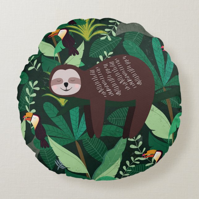 Cojín Redondo Eslora tropical: patrón sin foco Personalizado (Anverso)