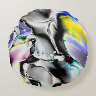 Cojín Redondo Espacio. Fondo Blanco Brillante. Imagen de la piza