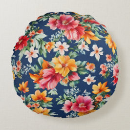 Cojín Redondo Espectáculo floral brillante de verano en Italia