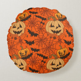 Cojín Redondo Espeluznante Patrón de Halloween sin foco