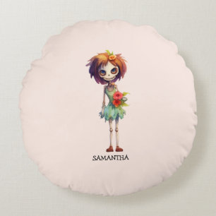 Cojín Redondo Espeluznante pero lindo niño zombi - macabro adora