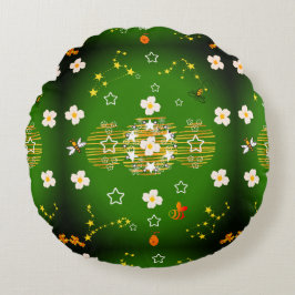 Cojín Redondo Espinosa estrella verde flor redonda Pillow