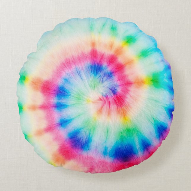 Cojín Redondo Espiral acuarela. Arte Orgánico Sucio Artístico Sp (Anverso)