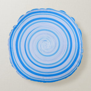 Cojín Redondo Espiral blanca y azul