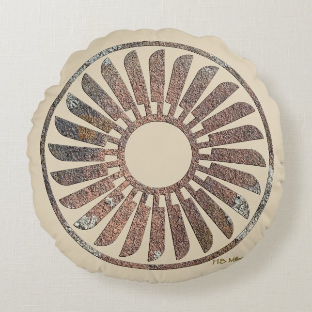 Cojín Redondo Espiral de plumas (Anverso)