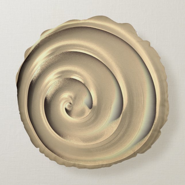 Cojín Redondo Espiral gigante 'dorada' sobre fondo negro (Reverso)