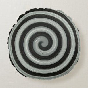 Cojín Redondo Espiral negra y gris