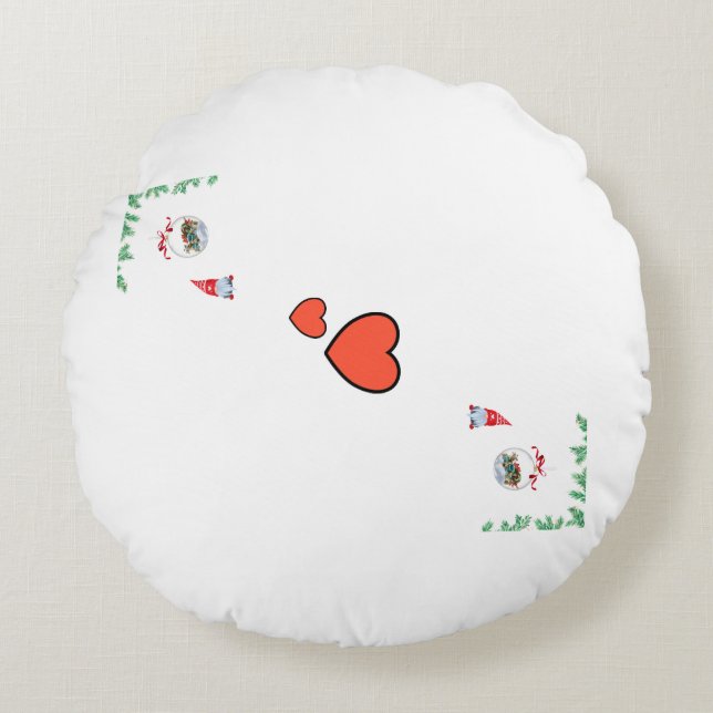 Cojín Redondo Espíritu navidad con gnomo (Anverso)