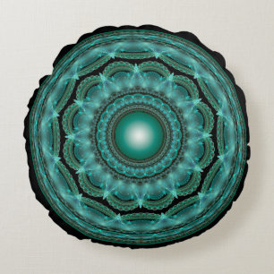 Cojín Redondo Espléndido mandala fractal brillante