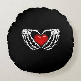 Cojín Redondo Esqueleto de Halloween da la mano alrededor del co