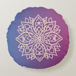 Cojín Redondo Esquema de flor rosa1 Personalizado