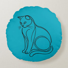 Cojín Redondo Esquema de un gato