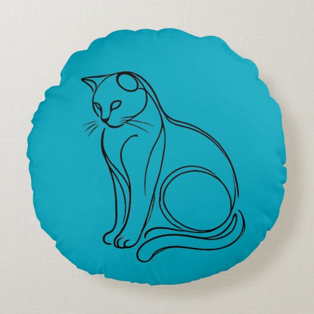 Cojín Redondo Esquema de un gato (Anverso)