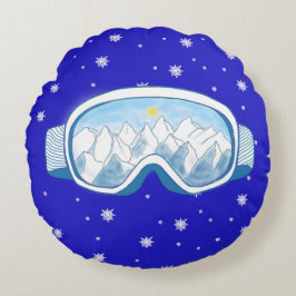 Cojín Redondo Esquiar Goggles, danza de copas de nieve