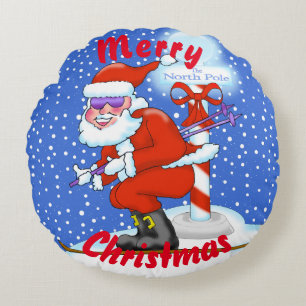 Cojín Redondo Esquiar Santa Navidades Pillow