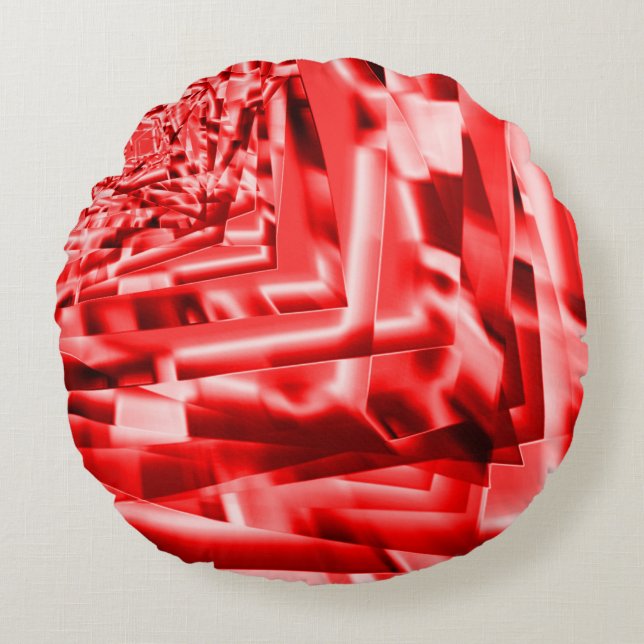 Cojín Redondo Esquina de cuadrados inclinados, rojo brillante a  (Anverso)