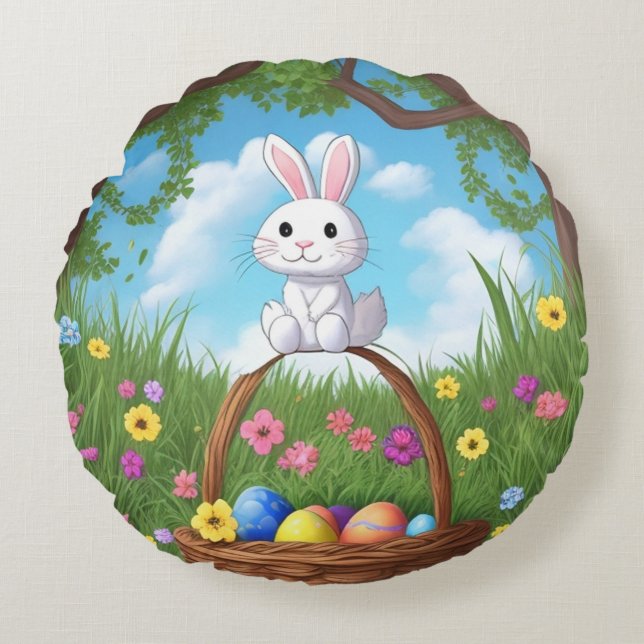Cojín Redondo Esta Hippity Hop Bunny Round Pillow (Anverso)
