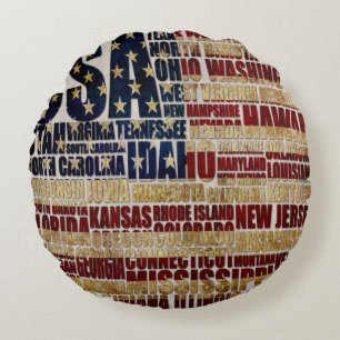 Cojín Redondo Estados Unidos y sus estados federales en estrella