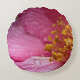 Cojín Redondo Estambres de flores de camellia rosa
