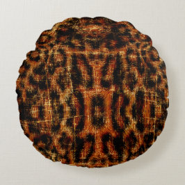 Cojín Redondo Estampa Animal Leopardo Grunge Antiguo Deteriorado