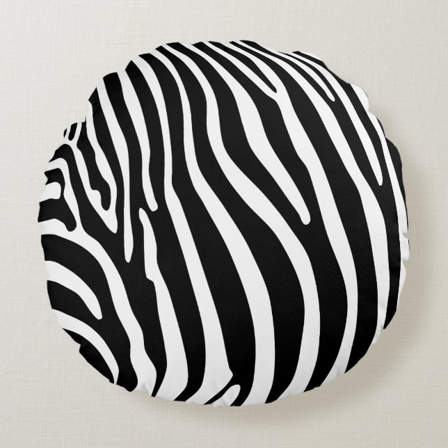 Cojín Redondo Estampado animal zebra (Anverso)