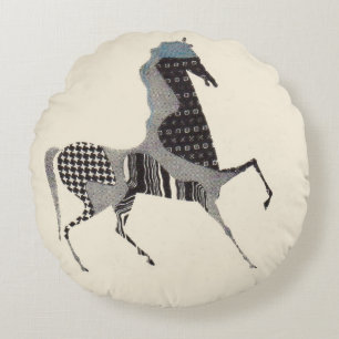 Cojín Redondo estampado de caballo patchwork
