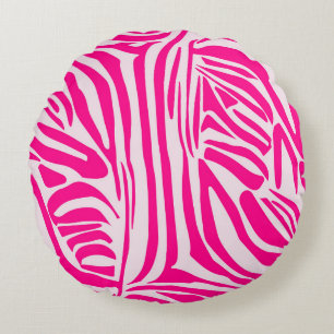Cojín Redondo Estampado de cebra rosa