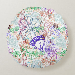 Cojín Redondo Estampado de flores 8