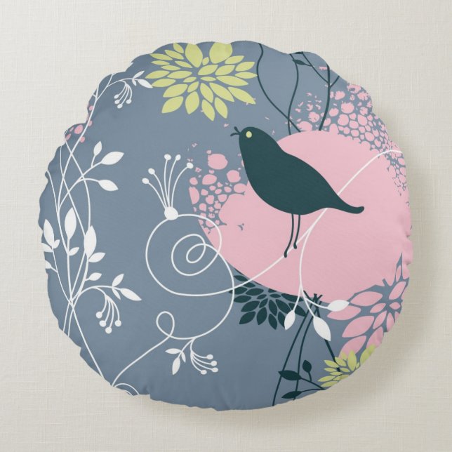 Cojín Redondo Estampado de flores 9 (Anverso)