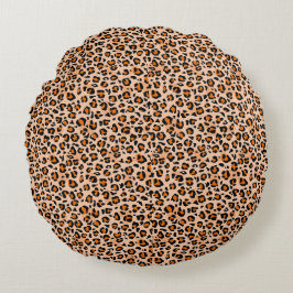 Cojín Redondo Estampado de leopardo naranja y marrón