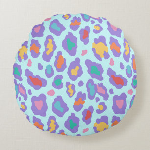 Cojín Redondo Estampado de manchas de leopardo pastel