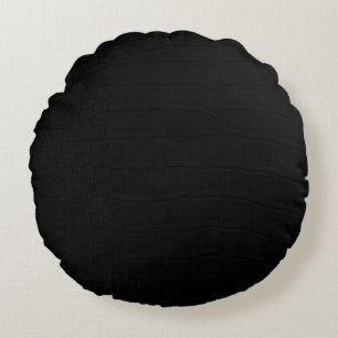 Cojín Redondo Estampado de piel de cocodrilo negro