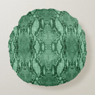 Cojín Redondo Estampado de piel de serpiente verde claro
