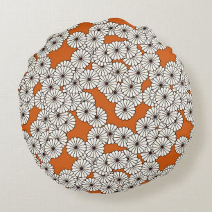 Cojín Redondo Estampado de plores del art déco - crema en moho