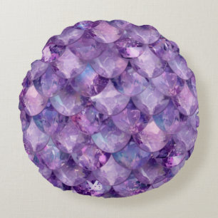 Cojín Redondo Estampado de Sirena Brillante Morado