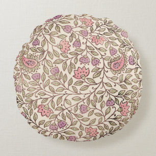 Cojín Redondo Estampado floral vintage de bloque indio