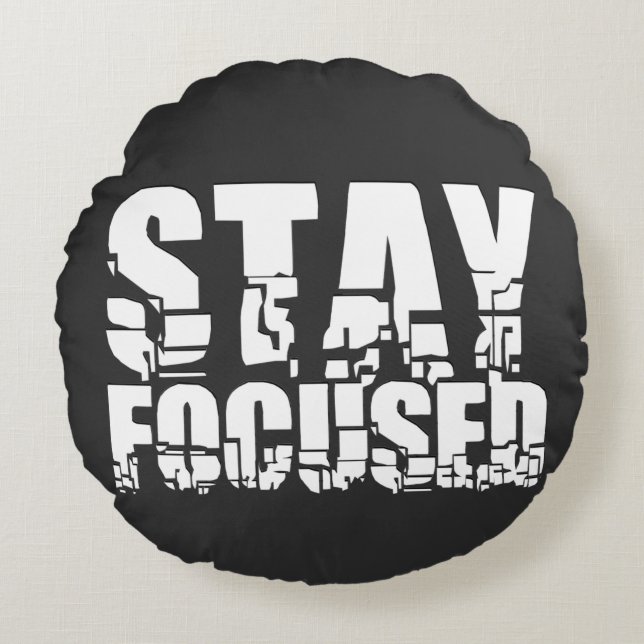 Cojín Redondo Estar centrado | Frase motivadora con texto blanco (Anverso)