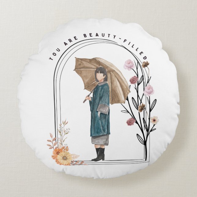 Cojín Redondo Estás Lleno De Belleza (Anverso)