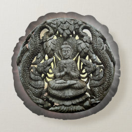 Cojín Redondo Estatua de Buda Asiática