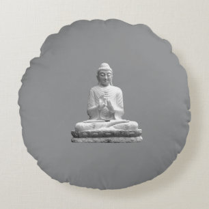 Cojín Redondo Estatua del Buda Blanco