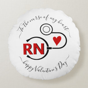 Cojín Redondo Estetoscopio del Día de San Valentín de enfermera 
