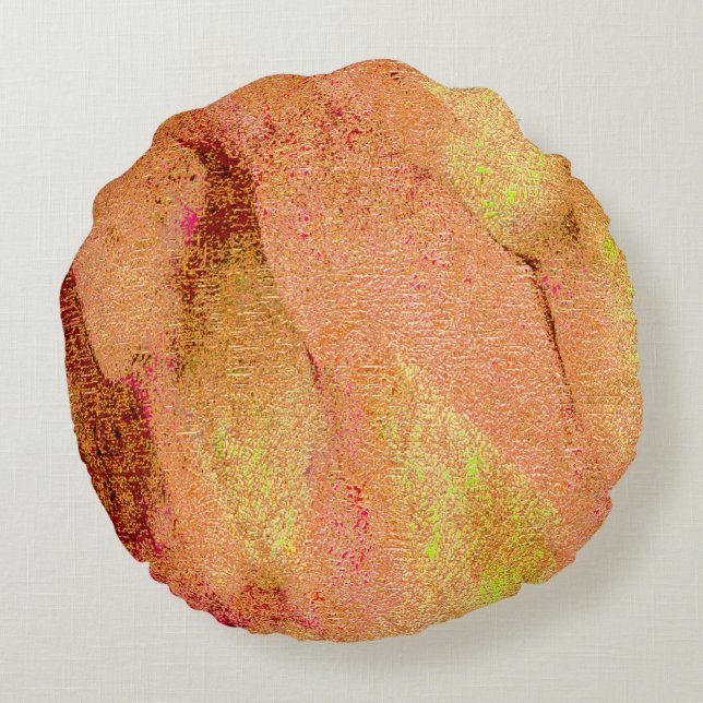 Cojín Redondo Estilo de cuero arrugado con pintura desgastada, s (Reverso)