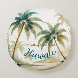 Cojín Redondo Estilo de época Hawai Viajes Honolulu