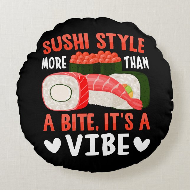 Cojín Redondo Estilo de sushi más que un bocado (Anverso)